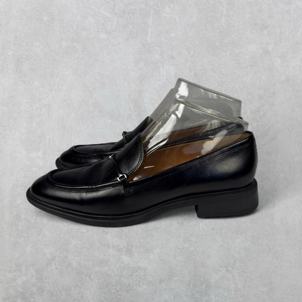 Sarto by Franco Sarto “Eda” Black Leather Silver Buckle Detail Loafers